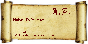 Mahr Péter névjegykártya